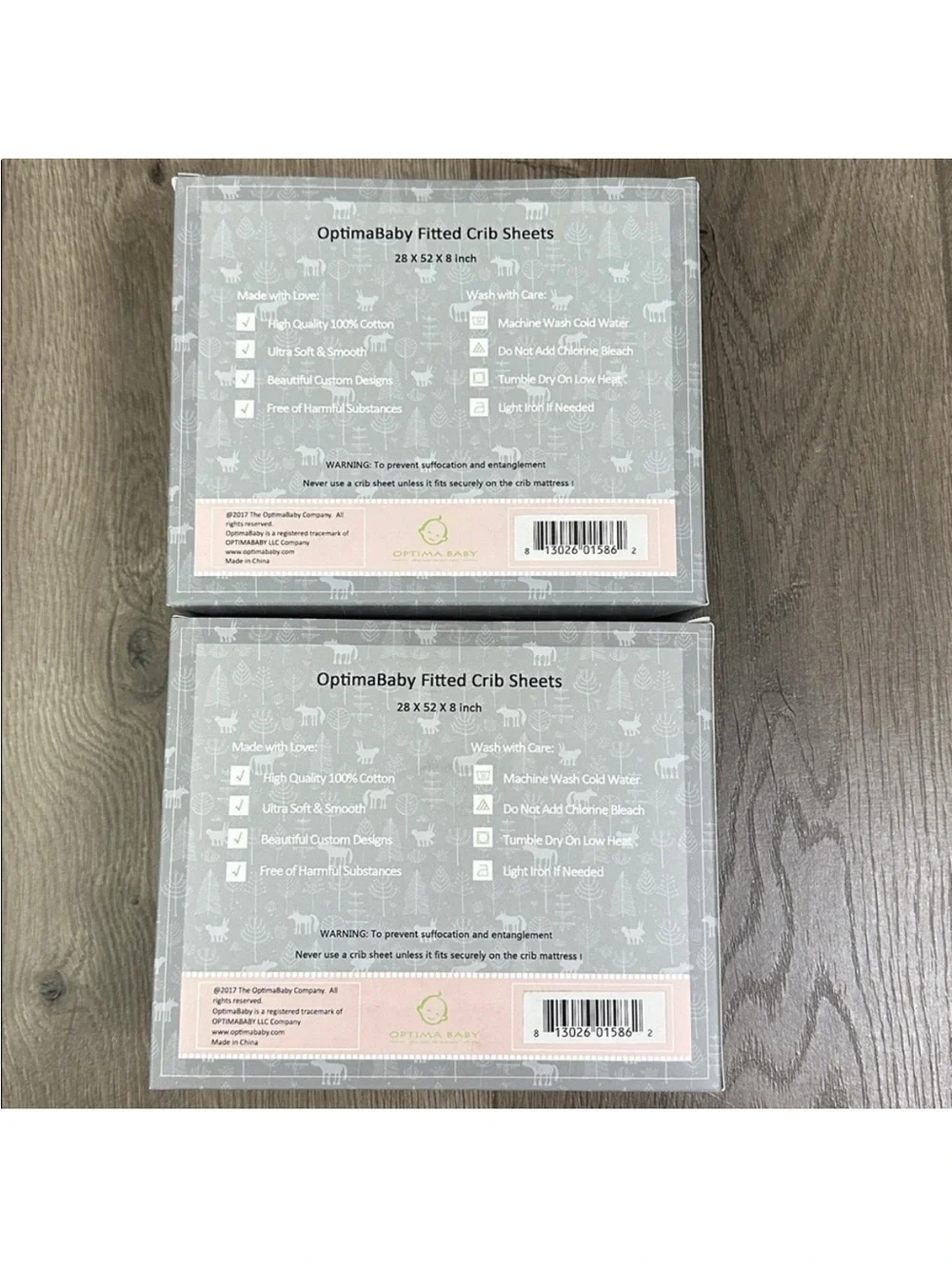 Two Optima Baby 2 Pack Fitted Soft Cotton Fitted Crib Sheets Green White